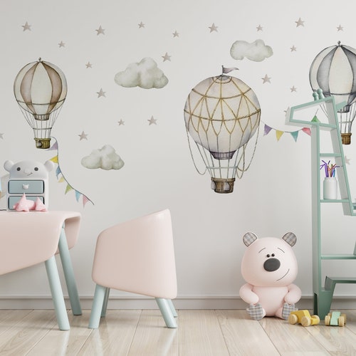 Hot Air Balloon Wall Decal Nursery Wall Decal Watercolor Hot Etsy