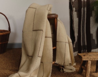 Traditional Bulgarian Pure Wool Natural Ladder Blanket Throw