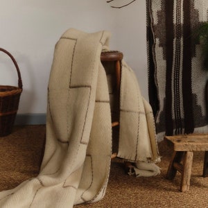 Traditional Bulgarian Pure Wool Natural Ladder Blanket Throw