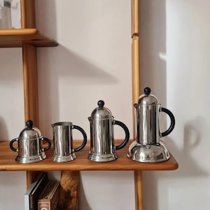Vintage Inoxpran Moka-Kanne Set aus den 1980er Jahren - Schwarz