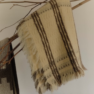 Pure Natural and Brown Wool Blanket Throw
