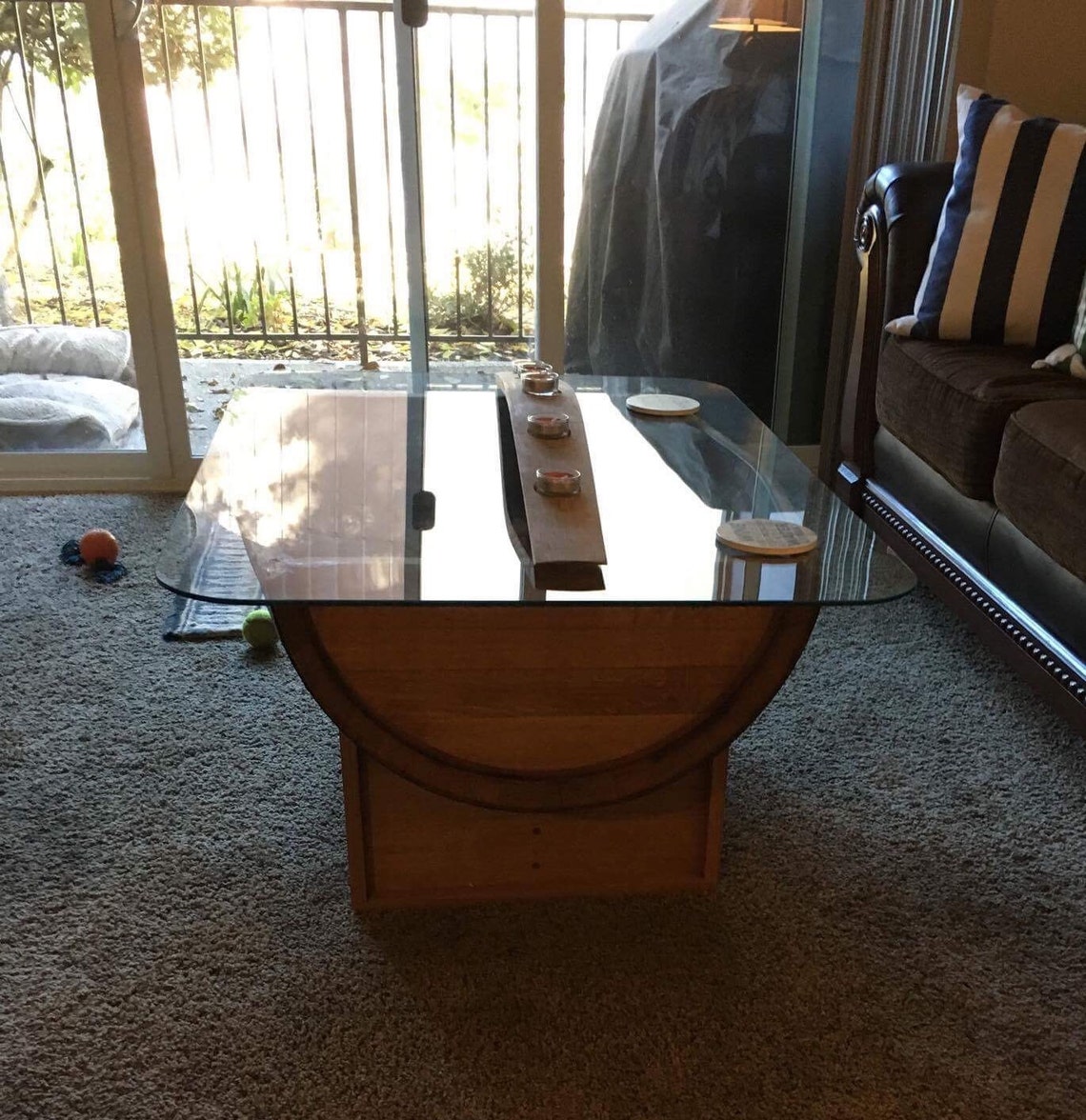 Wine Barrel Furniture Half Barrel Coffee table with Glass top Etsy