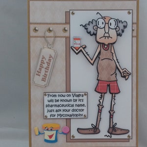 Carte d'anniversaire drôle avec humour hommes hm papa aîné mari frère beau-frère grand-père oncle ami partenaire - Gus et Viagra