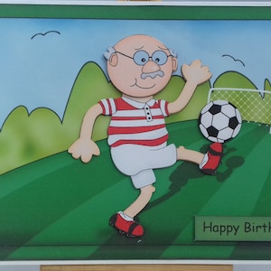 Men's birthday card - Father's Day card - Bert playing football