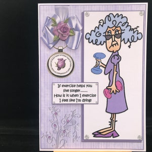 Carte d'anniversaire drôle avec humour femme ses dames, mère plus âgée, mère, épouse, soeur, belle-soeur, grand-mère, tante, amie - Stella et l'exercice