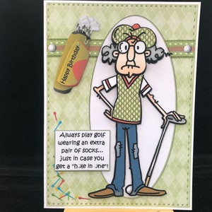Carte d'anniversaire humour drôle hommes homme lui papa père mari frère beau-frère grand-père oncle ami partenaire - Gus et ses chaussettes de golf