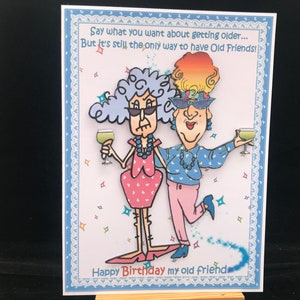 Carte d'anniversaire humoristique amusante pour femmes, femmes et amies - Stella et son vieil ami