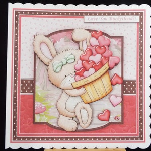 Tarjeta de cumpleaños para mujer - Tarjeta de San Valentín - Tarjeta de aniversario - Lindo conejo - Te amo
