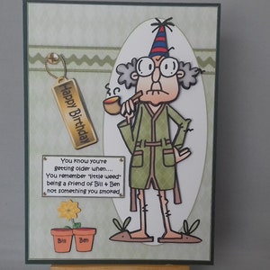 Carte d'anniversaire humoristique drôle hommes homme lui père aîné mari frère beau-frère grand-père oncle ami partenaire - Gus et la petite herbe