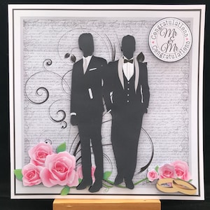 Carte de mariage de Mr et Mr - carte de mariage gay - carte de mariage de même sexe - carte de mariage de même sexe - carte de mariés - couple silhouette