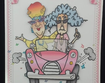 Funny birthday card women female older mum wife sister sister-in-law grandma aunt auntie friend neighbour - Stella and Edna like an old car