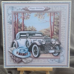 Verjaardagskaart mannen man hem vader echtgenoot zoon schoonzoon broer zwager opa oom vriend - Vaderdagkaart - klassieke vintage auto