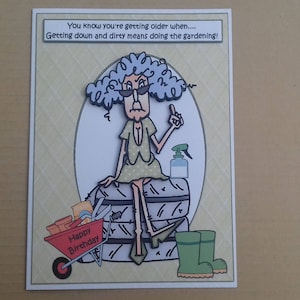 Carte d'anniversaire drôle humour femme dames sa mère aînée épouse soeur belle-soeur grand-mère tante amie - Stella aime jardiner