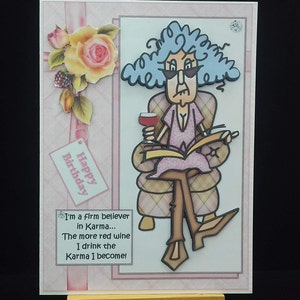 Carte d'anniversaire drôle humour femme dames sa mère aînée épouse soeur belle-soeur grand-mère tante tante amie - Stella is karma