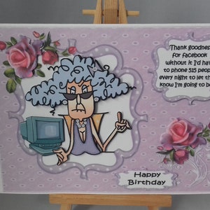 Carte d'anniversaire drôle humour femme femme femme sa mère femme soeur belle-soeur grand-mère tante amie - Stella aime Facebook
