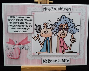 Funny humour anniversary card - wedding anniversary card - anniversary card wife - Gus and Stella, my beautiful wife