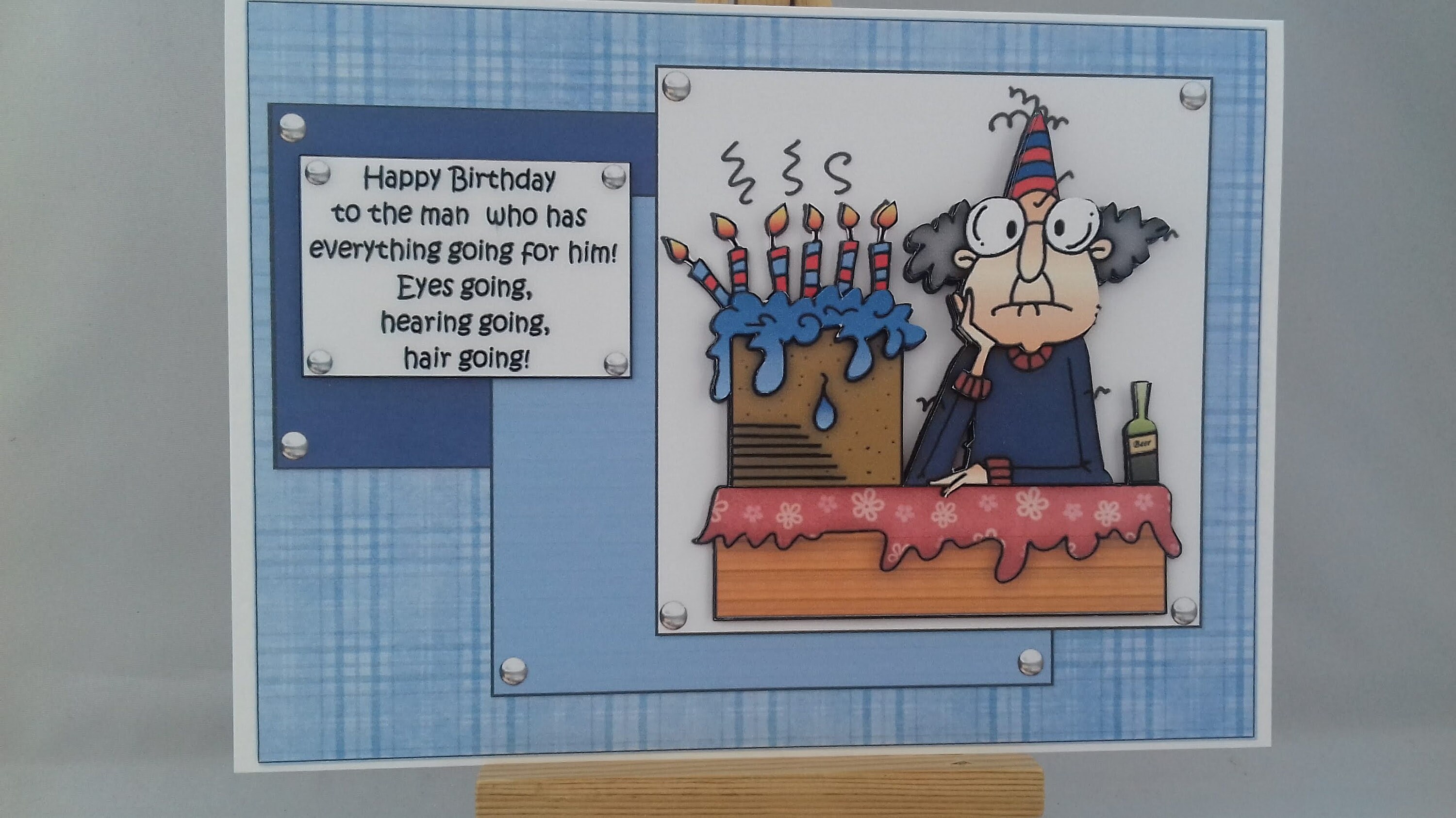 Funny humour birthday card men male older dad husband brother brother-in-law grandad uncle friend partner - Gus has everything going for him