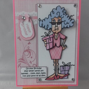 Carte d'anniversaire drôle humour femme femme femme sa mère aînée épouse soeur belle-soeur grand-mère tante amie - Stella interdit les mots de 4 lettres
