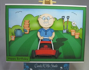 Birthday card for men male him open - Father&#39;s Day card - 3D decoupage - gardening - 8&quot; x 6&quot;