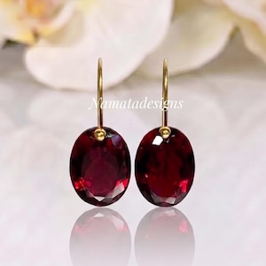 14K/18K Gold Ruby Dangle Earrings, July Birthstone, Red Stone Jewelry, Bridal Jewelry, Ruby Jewelry Gift For Her.