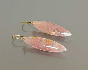 Natural  Pink Opal Earrings,  ONE OF A-Kind, Opal Drop Earrings, Pink Stone Earrings,Long Earrings, October Birthstone Earrings For Her.