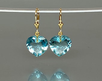 aquamarine topaz heart earrings