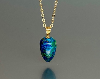 Natural Chrysocolla  Pendant Necklace, Chrysocolla  Pendant Gold, Chrysocolla Jewelry, One Of A KIND Gift For Her