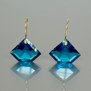 14K Gold London Blue Topaz Earrings, Topaz Jewelry, Luxury Earrings, Topaz Jewellery Gift For Her, Mothers Day Gift, Valentines Gifts.