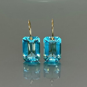 14K/18K Gold Aquamarine Earrings (32 ct), Aquamarine Drop Earring, March Birthstone, Aquamarine Jewelry Gift For Her, Mothers Day Gift