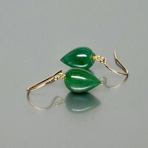 14K Gold Natural Green Aventurine Earrings, Green Jade Earrings, Small Earrings, Minimalist Earring, Aventurine Jewellery Got For Her.
