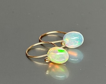 14K SOLID GOLD AAA+ Natural Ethiopian opal earrings, Small Opal Drop Earrings, Welo Opal earrings, October Birthstone, Gift For Her.