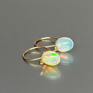 14K SOLID GOLD AAA+ Natural Ethiopian opal earrings, Small Opal Drop Earrings, Welo Opal earrings, October Birthstone, Gift For Her.