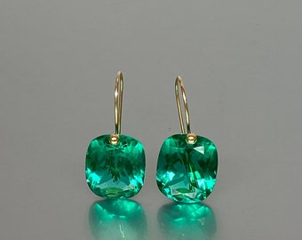 14K/18K Gold Colombian Emerald  Earrings (24 ct), October Birthstone, Emerald Jewelery Gift For Her, Green stone Earrings, Christmas Gifts