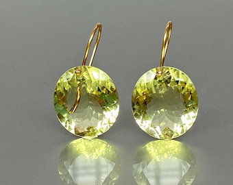 Lemon Quartz Drop Earrings: November Birthstone, Statement Jewelry.