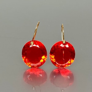 14K Fire Opal Drop Earrings (37ct),  Statement Earrings, Mexican Opal Earrings, October Birthstone, Valentines gifts For Her.