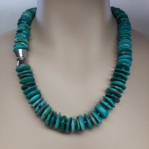 Natural Blue turquoise necklace, Chunky statement turquoise necklace, Big turquoise stone beads, Turquoise statement jewelry