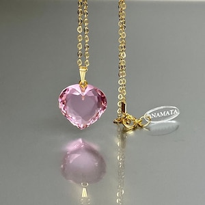 14K Gold Pink Topaz  Heart Necklace, Small  Heart Necklace, November Birthstone Earrings Gift For Her.