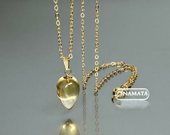 14K Gold Natural Citrine Necklace, Citrine Pendant, November Birthstone, Citrine Jewelry, Layering Necklace, Crystal Necklace Gift.