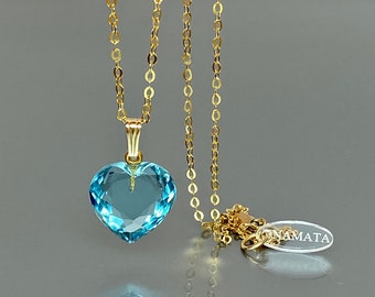 ALARRI 0.55 Carat 14K Solid Gold Love Me Tender Aquamarine Necklace with 24 Inch Chain Length ALARRI 0.55 Carat 14K Solid Gold Love Me Tender Aquamarine Necklace with 24 Inch Chain Length