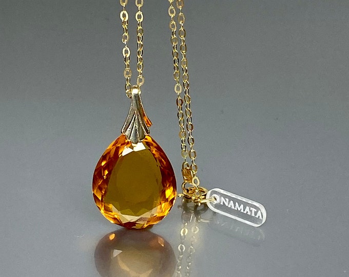 Genuine Madeira Citrine and Lab Diamond Silver Slide Pendant Necklace main image 1