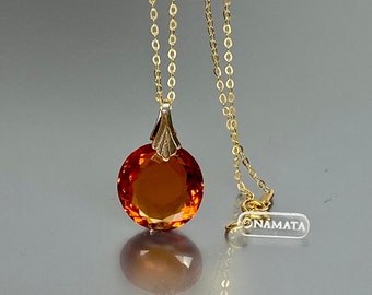 14k gouden Madeira citrien hanger ketting: ovale geboortesteen van november