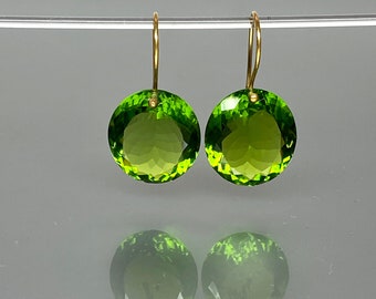 14K Gold Peridot Earrings (37cts), Statement Earrings, Minimalist Birthstone  Earrings, August Birthstone, Valentines Gifts