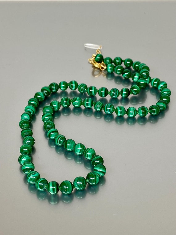 14K Gold Malachite Hand Knotted Necklace, ONE OF A-KIND Necklace,  Malachite Jewelry Gift For Her.