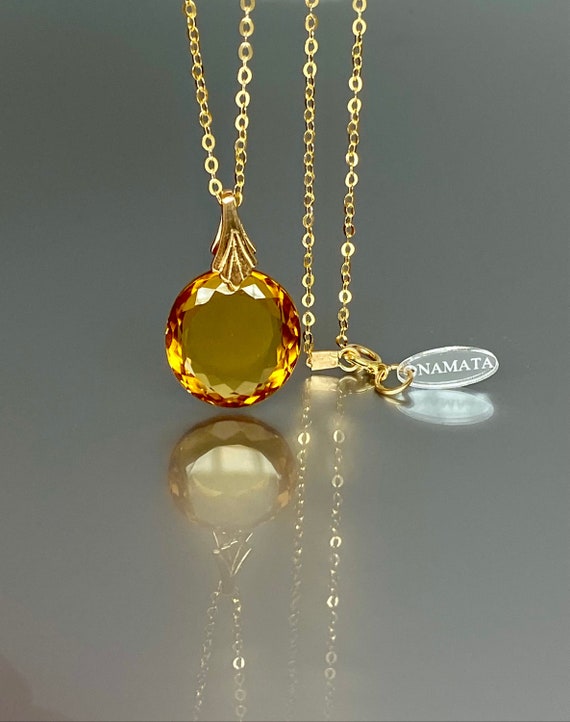 Citrine Oval Pendant Necklace in Silver or Gold | November Birthstone Jewelry | Minimalist Citrine Necklace | Gift for Her