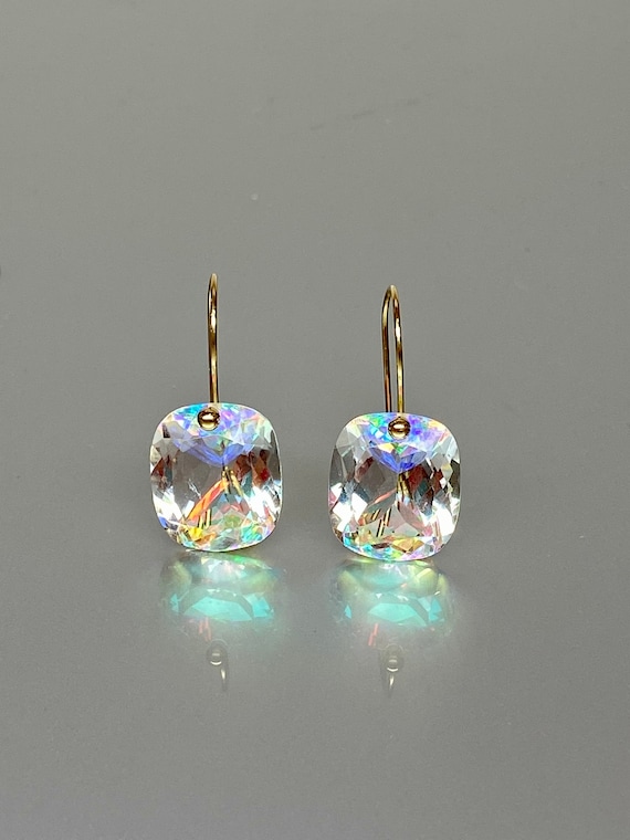 14K/18K Gold Rainbow Mystic Topaz Earrings (26 ct), Mercury Mystic Topaz, Small Earrings, Mystic Topaz Jewelry Gift For Her, Christmas Gifts