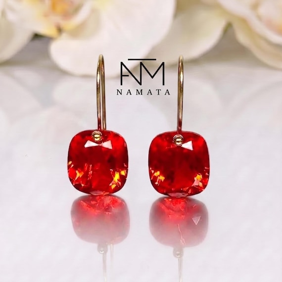 14K/18K Gold Mexican Fire Opal Drop Earrings, Orange Opal Drop Earrings, Mexican Opal Earrings, October Birthstone, Mother's Day Gift.