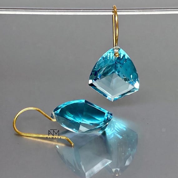 14K/18K Gold  Aquamarine Earrings(36cts), Aquamarine Drop Earring, March Birthstone Earring, Aquamarine Jewelry Gift, Birthstone Earrings