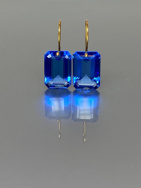 14K Gold Tanzanite Statement Earrings (40cts), Tanzanite Drop Earrings Gift For Her, December Birthstone Earrings, Tanzanite Jewellery