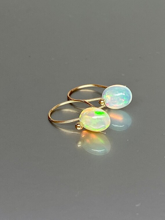 14K SOLID GOLD AAA+ Natural Ethiopian opal earrings, Small Opal Drop Earrings, Welo Opal earrings, October Birthstone, Gift For Her.