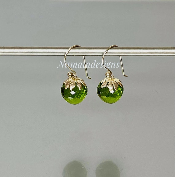 Peridot Teardrop Dangle Earrings, Statement Earrings, Minimalist Birthstone  Earrings, Peridot Jewelry Gift For Her